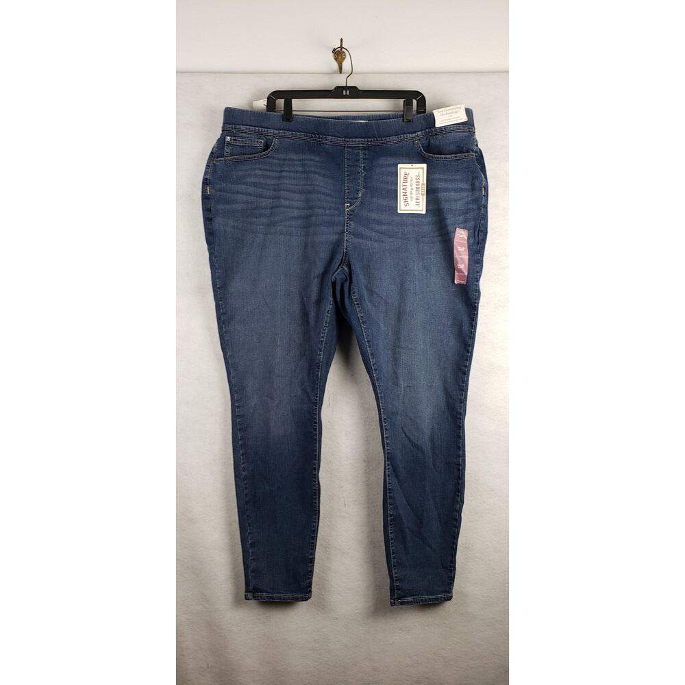 Levis Women's 38x32 Pull On Shaping Skinny Jeans Classic Blue Denim Slimming New